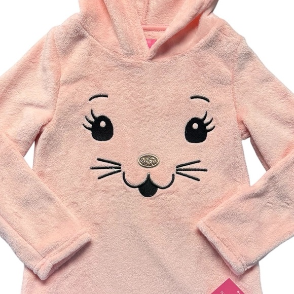 NEW Isaac Mizrahi Pink and Gold Sparkle Kitty Kat Hooded Sweatshirt Size 5/6 - Picture 3 of 7